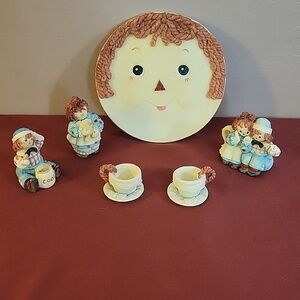 Raggedy Ann Andy 1995 Popular Imports Miniature Doll Tea Set Adorable 10…